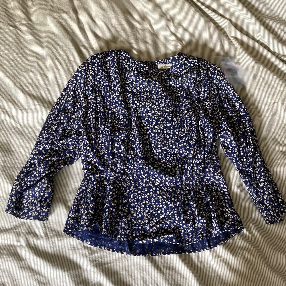 Vintage In Group blue and cream floral rayon skirt set